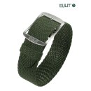 Eulit Perlon Durchzugs-Uhrenarmband Modell Baltic-poliert oliv-grün 20 mm