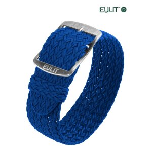Eulit Perlon Durchzugs-Uhrenarmband Modell Atlantic-poliert königs-blau 20 mm