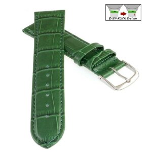 Feines Easy-Klick Alligator Leder Uhrenarmband Modell Lausanne-NL grün-TiT 18 mm