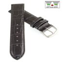 Feines Easy-Klick Alligator Leder Uhrenarmband Modell Lausanne-NL dunkelgrau-TiT 18 mm