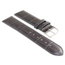 Feines Easy-Klick Alligator Leder Uhrenarmband Modell Lausanne-NL dunkelgrau-TiT 20 mm