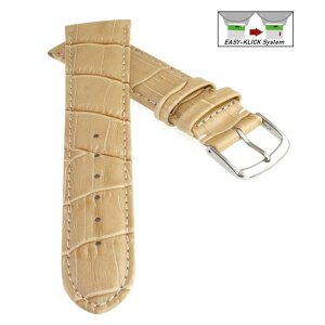 Feines Easy-Klick Alligator Leder Uhrenarmband Modell Lausanne-NL sand-beige-TiT 15 mm