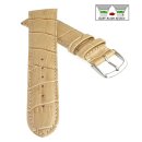 Feines Easy-Klick Alligator Leder Uhrenarmband Modell Lausanne-NL sand-beige-TiT 15 mm