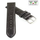 Feines Easy-Klick Alligator Leder Uhrenarmband Modell Lausanne-NL dunkelgrau-TiT 19 mm