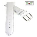 Feines Easy-Klick Alligator Leder Uhrenarmband Modell Lausanne-NL weiß-TiT 20 mm