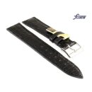 Fluco Limited-Edition echt Krokodil Uhrenarmband Modell Burma schwarz 18 mm