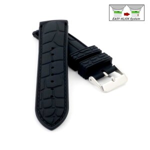 Easy-Klick Silikon Alligator-Kroko Uhrenarmband Modell Silikrok-XS schwarz-TiT 22 mm