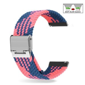 Elastic Easy-Klick Textil Uhrenarmband Modell Spotty rosa-blau 22 mm