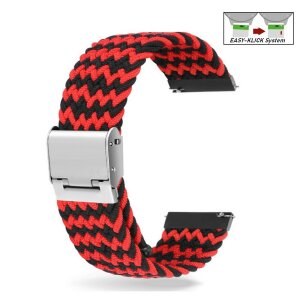 Elastic Easy-Klick Textil Uhrenarmband Modell Spotty schwarz-rot 20 mm
