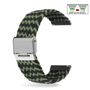 Elastic Easy-Klick Textil Uhrenarmband Modell Spotty schwarz-grün 22 mm