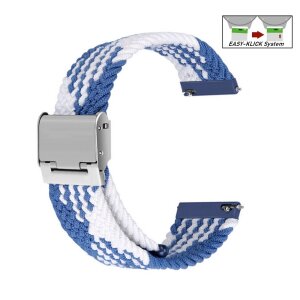 Elastic Easy-Klick Textil Uhrenarmband Modell Spotty blau-weiß 20 mm