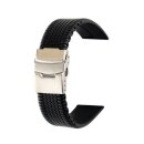 PU-Kunststoff Uhrenarmband Modell Toris schwarz 20 mm mit Reifenmuster