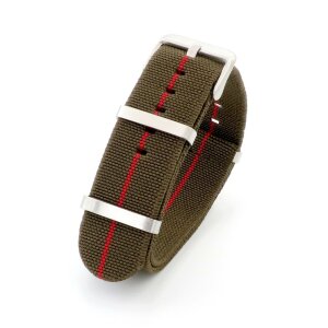 Elastic Nato Nylon Flex-Uhrenarmband Modell Promoflex grün-rot 18 mm