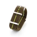 Elastic Nato Nylon Flex-Uhrenarmband Modell Promoflex grün-gelb 20 mm