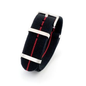 Elastic Nato Nylon Flex-Uhrenarmband Modell Promoflex schwarz-rot 22 mm