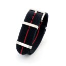 Elastic Nato Nylon Flex-Uhrenarmband Modell Promoflex schwarz-rot 22 mm