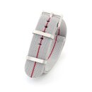 Elastic Nato Nylon Flex-Uhrenarmband Modell Promoflex grau-rot 22 mm