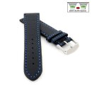 Easy-Klick Soft Büffelkalb-Leder Uhrenarmband Modell Kansas schwarz-blau 18 mm