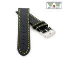 Easy-Klick Soft Büffelkalb-Leder Uhrenarmband Modell Kansas schwarz-gelb 20 mm