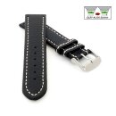 Easy-Klick Soft Büffelkalb-Leder Uhrenarmband Modell Kansas schwarz-weiß 22 mm