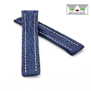 Easy-Klick echt Haifisch Uhrenband ozeanblau 22/20 mm kompatibel mit Breitling Faltschließe