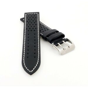 Piero Magli Racing Uhrenarmband Modell  Hockenheim schwarz-weiß 24 mm, Doppeldornschließe