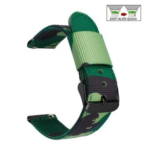 Easy-Klick Camouflage Canvas-Nylon Uhrenarmband Modell Jumper-P grün-mehrfarbig 18 mm