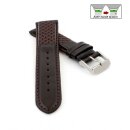 Softweiches Easy-Klick Uhrenarmband Modell Cavaliere mit Steppung dunkelbraun 24 mm