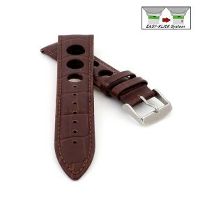 Easy-Klick Rallye Alligator Uhrenarmband Modell Espo mocca-TiT 20 mm
