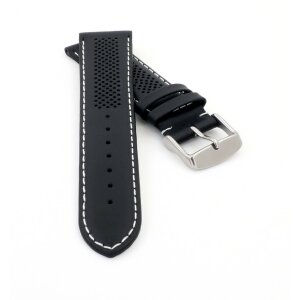 Racing Kalbsleder Uhrenarmband Modell Hoomer schwarz-weiß 20 mm