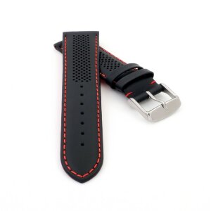 Racing Kalbsleder Uhrenarmband Modell Hoomer schwarz-rot 22 mm