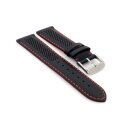 Racing Kalbsleder Uhrenarmband Modell Hoomer schwarz-rot 22 mm