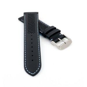 Racing Kalbsleder Uhrenarmband Modell Hoomer schwarz-blau 22 mm