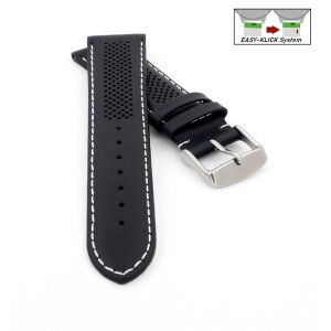 Easy-Klick Racing Kalbsleder Uhrenarmband Modell Hoomer schwarz-weiß 18 mm