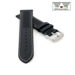 Easy-Klick Racing Kalbsleder Uhrenarmband Modell Hoomer schwarz-grau 18 mm