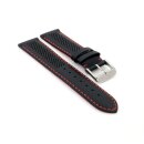 Easy-Klick Racing Kalbsleder Uhrenarmband Modell Hoomer schwarz-rot 22 mm