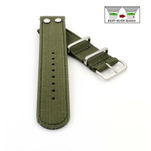 Easy-Klick Flieger Canvas-Nylon Textil Uhrenarmband Modell Fighter grün 22 mm