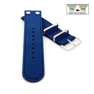 Easy-Klick Flieger Canvas-Nylon Textil Uhrenarmband Modell Fighter blau 22 mm