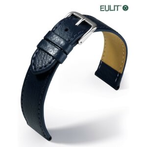 Eulit  feines Rindleder Uhrenarmband genarbt Modell Kansas blau 18 mm