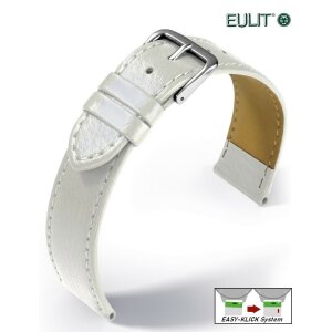 Eulit Easy-Klick  feines Rindleder Uhrenarmband genarbt Modell Kansas weiß 16 mm