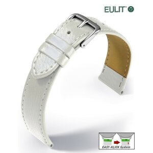 Eulit Easy-Klick  feines Rindleder Uhrenarmband genarbt Modell Kansas weiß 18 mm