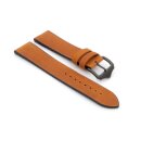 Easy-Klick Hybrid Silikon-Leder Uhrenarmband Modell Fortec-P cognac 22 mm