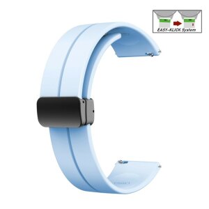 Easy-Klick Silikon Uhrenarmband Modell Hotspot mit Magnet-Faltschließe eis-blau 20 mm