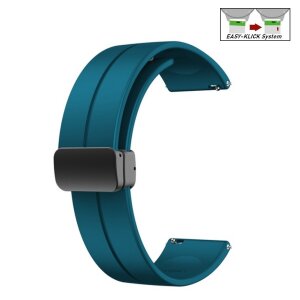 Easy-Klick Silikon Uhrenarmband Modell Hotspot-P mit Magnet-Faltschließe türkis 20 mm