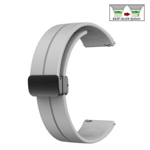 Easy-Klick Silikon Uhrenarmband Modell Hotspot mit Magnet-Faltschließe hell-grau 20 mm