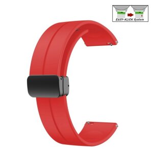 Easy-Klick Silikon Uhrenarmband Modell Hotspot mit Magnet-Faltschließe rot 20 mm