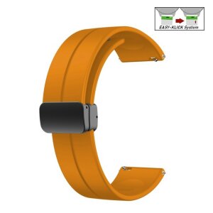 Easy-Klick Silikon Uhrenarmband Modell Hotspot mit Magnet-Faltschließe orange-gelb 22 mm