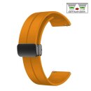 Easy-Klick Silikon Uhrenarmband Modell Hotspot mit Magnet-Faltschlie&szlig;e orange-gelb 22 mm
