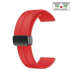 Easy-Klick Silikon Uhrenarmband Modell Hotspot-P mit Magnet-Faltschließe rot 22 mm