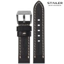 Stailer Soft Sattelleder Uhrenarmband Modell Froster schwarz 22 mm handgenäht